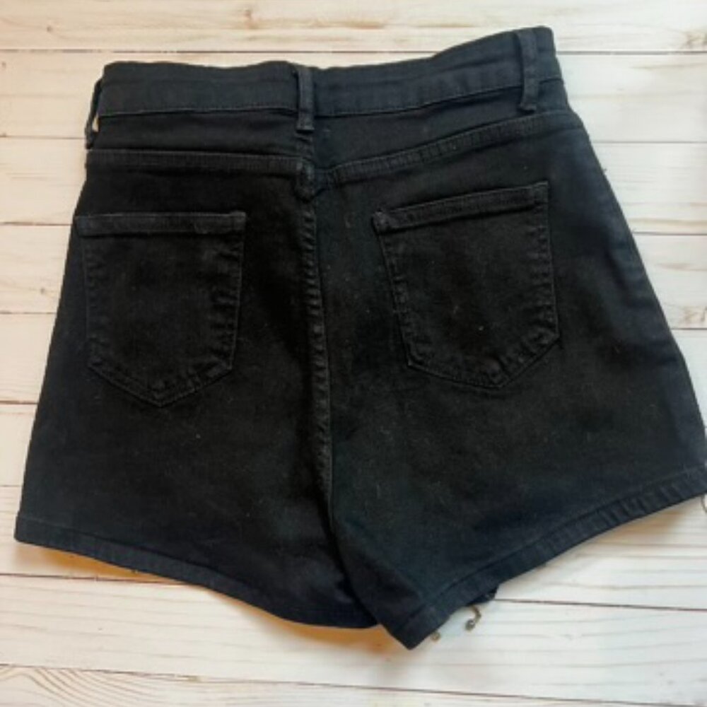 Black Denim Rhinestone-Trimmed Shorts – Size Small (2” Inseam) - Picture 6 of 7